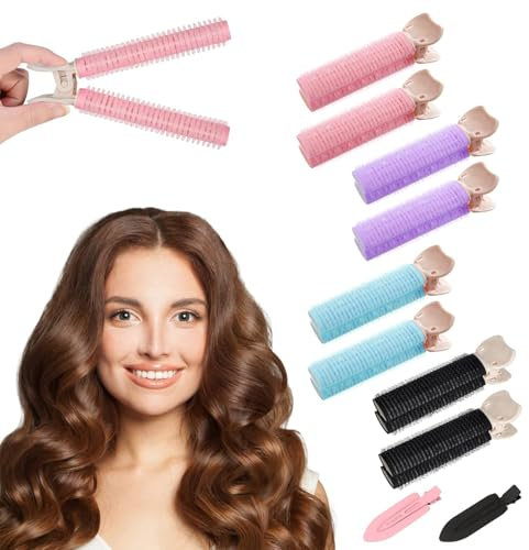 Yeomju Pack of 10 Hair Rollers Winder Volume Hair Clips Volumising Hair Clips for Hair Velcro Rollers Fluffy Hair Rollers Root Clips Hair Clips for Women Hair Self-Adhesive