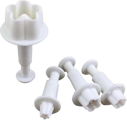 Ausstechformen mit weißen Blumen, 4 Stück, zum Selbermachen, Blütenblumenkuchen, Fondant, Kunststoff, Kuchendekorationswerkzeug, Backzubehör, Ausstechformen zum Backen, Kunststoff, Backwerkzeuge und