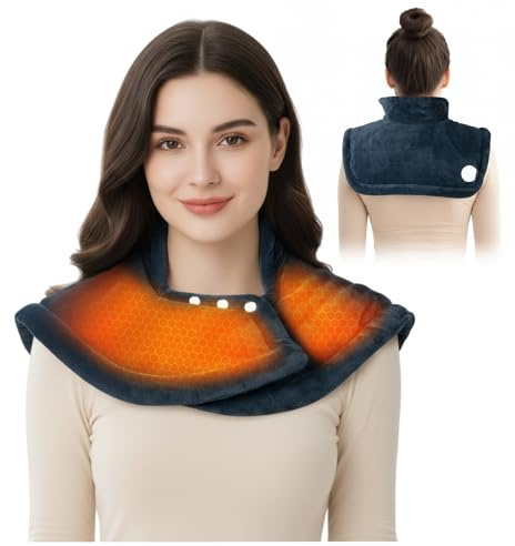 Ninonly Almohadilla Térmica para Cuello y Hombros, Almohadilla Electrica 10 Niveles de Calor Ajustable, Lavable Manta Electrica Uso Alivio Dolor Muscular en Hogar y Oficina(50 * 56cm)