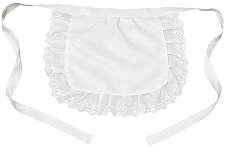 Winture White lace Waist Apron Cosplay Costume Half Apron Women for Halloween Maid Outfit