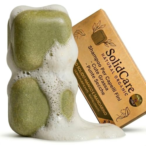 SolidCare - Shampoo Solido Capelli Grassi e Fini - Rosmarino e Cheratina per Radici Voluminose e Lunghezze Setose (Doppio Shampoo)