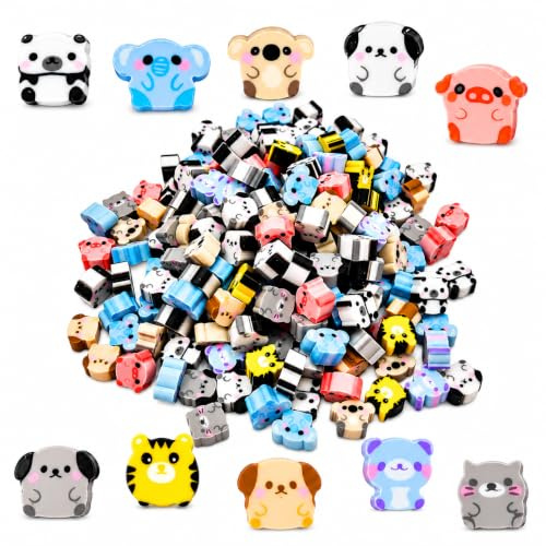 200PCS Gommes Fantaisie, 1cm, Gomme Animaux, Lot de Gomme Effaçable Décorative, Accessoires de Papeterie pour École et Bureau, Cadeaux, Récompenses, Collection, Usage Quotidien