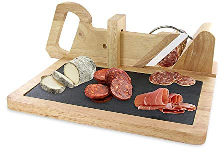 WEB2O Trancheuse à Charcuterie et Fromage avec Ardoise Amovible et Lame céramique