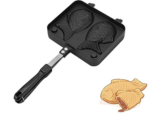 Yosoo Assiette Taiyaki en Forme de Poisson Poêle en Alliage d'aluminium Japonais Casserole Pochoir à Gâteau DIY Moule de Gateau Pâtissier