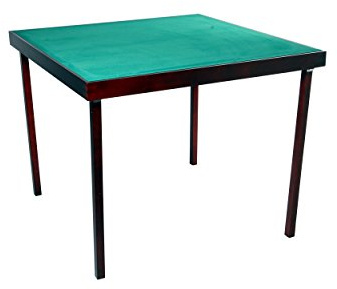 Engelhart Table de Poker Pliante en Bois 79 x 79 cm – Table de Jeux de Cartes et Bridge Pliable Carrée 4 Joueurs avec Feutrine Verte 390503