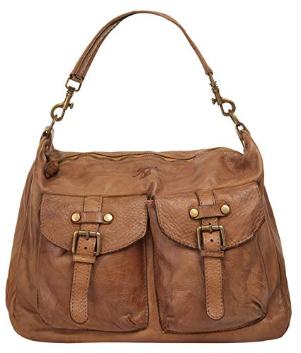 Samantha Look Umhängetasche echt Leder Damen | Made in Italy, Softes Leder mit Vordertaschen und abnehmbarem Tragehenkel, modische Handtasche | 020234