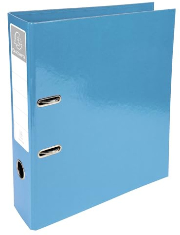 Exacompta - Rif. 53627E Prem'Touch IDERAMA - Cartone da 10 raccoglitori a leva, dorso 70 mm, meccanico 75 mm, dimensioni esterne: 32 x 30 x 7 cm, formato A4, colore: azzurro