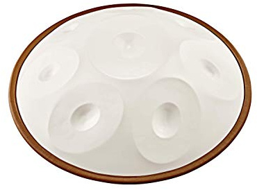 Handpan Drum with Protection Cover Plus Bag for Sound Therapy, Meditation and Yoga — CRAFTED IN COLOMBIA — Top Grade Steel for A Pure Tone, White Jade (Natural D Scale), 2-YEAR WARRANTY