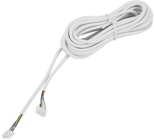 Omabeta Cavo Flessibile a 5 Conduttori 15 m, Cavo per Citofono e Videocitofono, PVC Bianco, Connettori Pre-Collegati, 2 Connettori di Backup