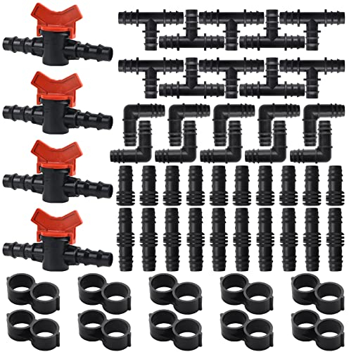 GZkushi 54 Stück Bewässerung Gartenschlauch Verbinder, Tropfschlauch Verbinder, Bewässerung Anschluss Kit für Tropf Sprinkler Anlagen (16mm)