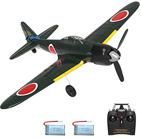 volantexrc A6M Zero 4CH RC Flugzeug RTF, 2.4GHz Ferngesteuertes Flugzeug mit 2 Akkus, RC Plane 4-Kanal Elektro-Segelflugzeug für Anfänger & Erwachsene