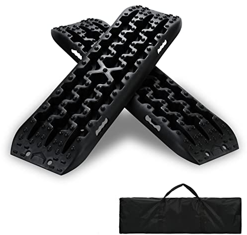 Lospitch Anfahrhilfe mit Aufbewahrungstasche, Sand/Schlamm/Schnee Recovery Board Offroad Tracks,10T Last,Reifenleiter für PKW LKW Geländewagen Wohnmobil