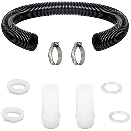 Topways Regentonnen Verbindungs Set, 32 mm 1.25 Zoll Regentonnendurchführung mit Schlauchtülle, von 2 Wassertonnen, Regenfass, Wassertanks zusammen Rohrverschraubungen 0,5 m Flexibler