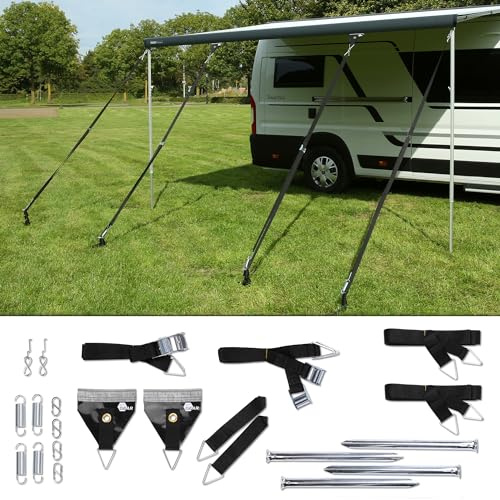 your GEAR 4-Punkt Sturmband-Set für Markisen mit Kederleiste, Universelle Sturmsicherung gegen Wind und Sturm, Schnellmontage