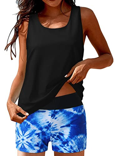 Tankini mit Bügel badeanzug grosse grössen tankini damen bauchweg zweiteilig badeanzug gr. 44 neckholder top damen badeanzug xxl Bikini Damen Set Bauch Weg tankini für mollige badeanzug tunika d