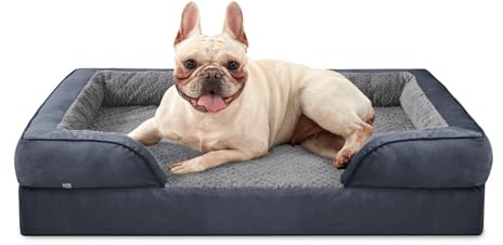JOEJOY Medium Dog Bed - Washable Orthopedic Dog Beds, Waterproof Removable Cover, Anti-Slip Bottom, Anti-Anxiety Pet Bed, Machine Washable, 71x58x17 cm, Grey