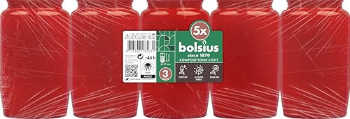 Bolsius - Lot de 5 lampes funéraires pour tombe - Lumière rouge - Longue durée de combustion de 45 heures - Bougies funéraires et bougies commémoratives