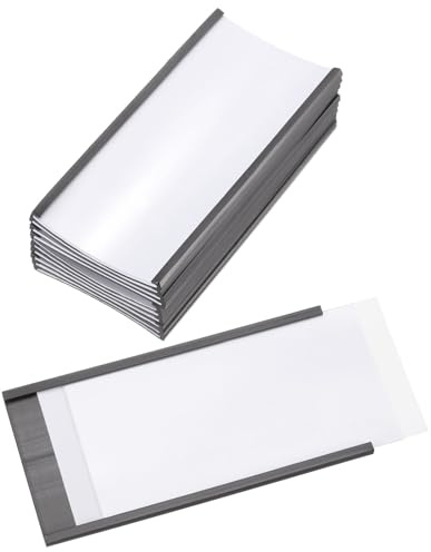 PATIKIL Etiquetas Magnéticas, 101.6 x 50.8 mm con Inserciones de Papel, 10 Pcs de Soportes Magnéticos con Películas en Forma de C para Archivadores Metálicos, Estantes, Pizarras Blancas