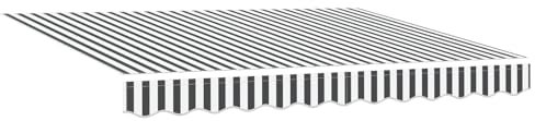 vidaXL Ersatzstoff für Markisen für 3.5x2 m Rahmen Anthrazit und Weiß gestreifter Sonnenschutz Lösung einziehbar für Außenbereiche UV-beständig wasserdicht Moderne Markisen Sonnen Sommer Garten