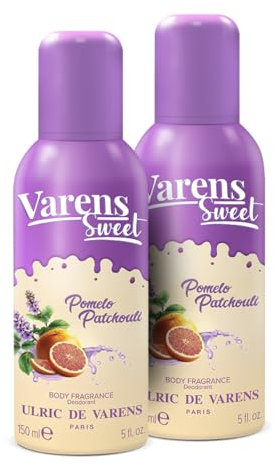ULRIC DE VARENS - Body Fragrance Varens Sweet Pomelo Patchouli - Chypré, Floral, Fruité Et Musqué - Parfum & Déodorant Femme 2-en-1 - Vaporisateur - Spray - Lot de 2 x 150 ml