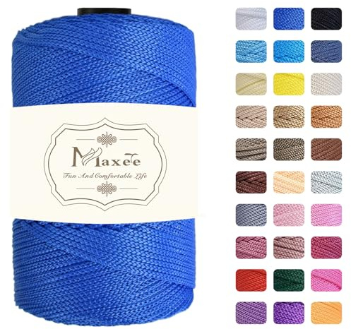 Maxee garn 4 mm x 200 m premium polyester makrame rep polypropylen garn för hantverk heminredning platsplatta axelväska handväska runner nappkedja 31 färg