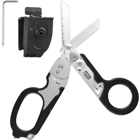 Forbici da trauma: Multitool forbici di soccorso con 6 funzioni pratiche, forbici pieghevoli in acciaio inossidabile, forbici di emergenza per uso professionale nei servizi di soccorso, compiti
