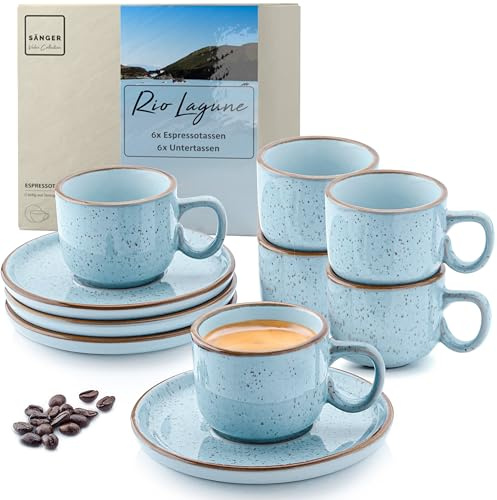 SÄNGER Rio Lagune Espressotassen Set 12 teilig, Tassen Set 6 Personen