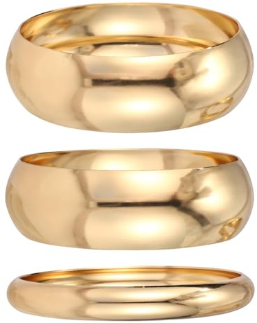 Mikovivi 3 Stück Gold Armreif für Frauen, Klobig Breites Manschettenarmband Mode Auffällig Statement-Schmuck Stapel Goldfarbene Armreifen Mode Accessoires Geschenk