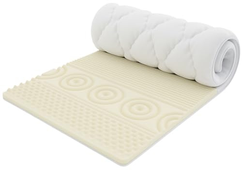 TexDeko® Dreams Premium Matratzen Topper 220x200cm StamPur Massageauflage Matratzenauflage Visco Memory Foam mit Premium Bezug abnehmbar atmungsaktiv Zertifiziert nach öko-tex