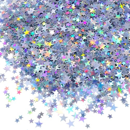 6 000 stycken konfetti glitterstjärnor, glitterstjärnor spridda dekoration födelsedag glitter konfetti spridda stjärnor silver födelsedag spridda stjärnor dekoration paljetter jul bröllop fester