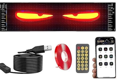Insegna Luminosa Programmabile Scritta LED Personalizzata Occhi LED Per Camion Pannello luminoso Auto USB Tabella Flessibile Bluetooth App Controllo Display Negozi Hotel Vetrine (37 CM)
