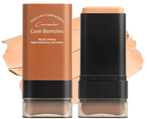 Foundation Stick, Feuchtigkeitsspendender Concealer Foundation Make Up mit Integriertem Pinsel, Mattes Finish Langanhaltendes Foundation Make Up Stick, für Alle Hauttypen Geeignet (04 Wheat, 20g)