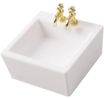 JISADER Doll's House washbasin, doll’s washbasin Bathroom Model Accessories, Miniature Sink, PETG Material, Realistic Appearance, Suitable for DIY Scene Decoration, 4 X 4 X 1.9 cm