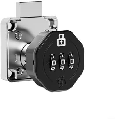 Cerradura de aleación de zinc de 3 dígitos para gabinete, cerradura de seguridad sin llave para buzón, cajón y archivador, cerradura de leva ajustable con accesorios de instalación (negro)