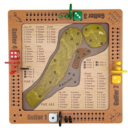 LeeQinersw Gioco da tavolo con dadi da golf, puzzle, giochi di logica, giochi in legno, educativi, da tavolo per viaggi, campeggio per bambini
