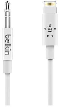 Belkin 3.5mm Audio Cable with Lightning Connector (6Ft Mfi-Certified Lightning to Aux Cable for Iphone 11, Pro, Max, XS, Max, XR, X, 8, Plus and More), White, AV10172bt06-WHT