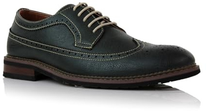 Ferro Aldo Phillip Men's Classic Longwing Brogue | Casual Wingtip Oxford with Contrast Stitching for Smart Casual Wear | MFA19312 | in Hunter Green, Size 10.5