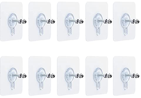 MEISO 10 Pièces Adhésif Vis Murales Clous de Suspension Auto-Adhésifs pour Accrocher Vis Adhésives Montage Mural Crochets pour Cuisine Salle de Bain Chambre Salon