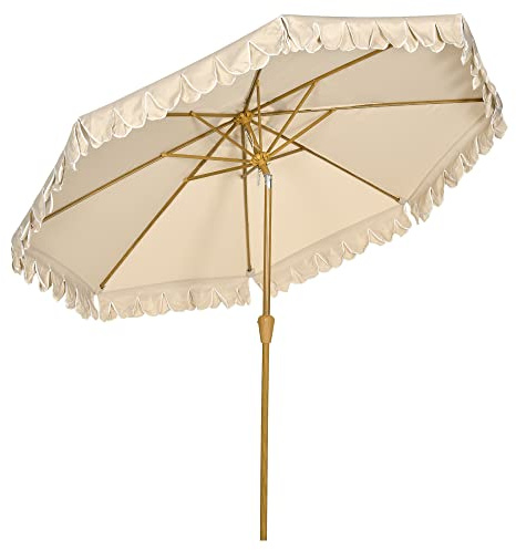Outsunny Ombrellone da Giardino con Apertura a Manovella, Doppio Balza e Inclinabile, Ombrellone da Esterno con Prese d'Aria e 8 Stecche, per Giardino, Patio, Terrazza, 2.7x2.4 m, Cachi