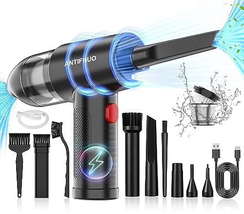 2 in 1 Druckluftspray Staubgebläse und Staubsauger, 3-Gang Elektrisches Staubgebläse,91000 U/min Compressed Air Duster mit 6000mAh Akku und USB Schnellladung für Laptop,Tastatur, Sofa, Auto