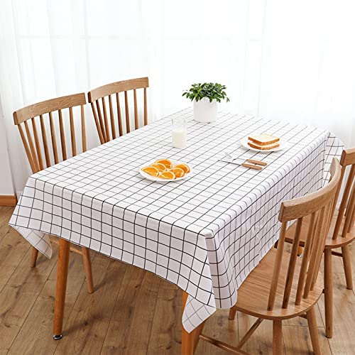 2 Stück Tischdecke Plastik Abwaschbar, Tischdecke Kariert Schwarz Weiß mit Tischtuchklammern, Tischdecke Outdoor Wetterfest für Zuhause und Außenbereich (180x137cm)
