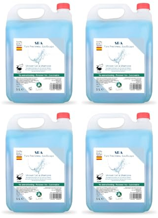Pack 4 garrafas gel de ducha y champú 2 en 1 Spa - total 20 L - cuidado integral para cuerpo y cabello - ideal para hoteles, gimnasios, colegios y uso intensivo en baños compartidos - Vitacab
