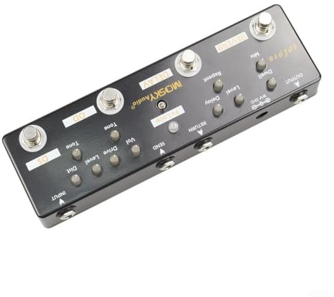 MOSKY - Pedal multiefecto con 5 efectos incluyendo distorsión, retardo y reverberación para entusiastas de la guitarra