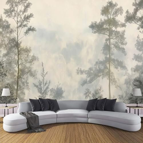 DLERFLOVR Misty Forest Photo Wallpaper Distressed Landscape Wall Mural Silk Wall Décor Art Poster Picture Design for Living Room Bedroom Dorm Décor 400x280cm