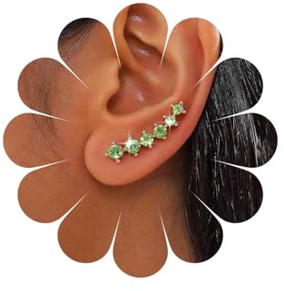 Inateannal Orecchio Di Cristallo Scalatore Orecchini Oro Verde Smeraldo Orecchini Strass Bracciale Strisciante Orecchino Cluster Di Cristallo Borchie Smeraldo Orecchino Matrimonio Gioielli Per Le