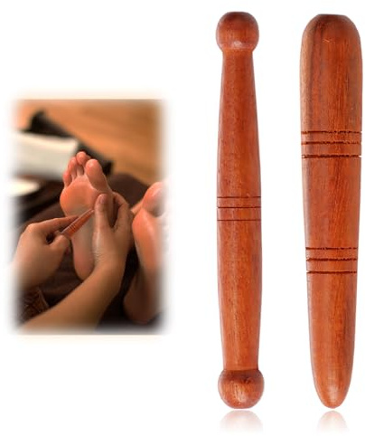 2 Pièces Massage Bâton en Bois, Outil de Réflexologie pour Acupression, Stylo d'Acupression Visage et Corps, Double Extrémité et Forme Conique, Gua Sha Bois de Rose Portable pour Détente Musculaire