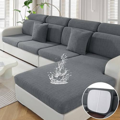 Ystyle Funda Asiento Sofa, Funda Cojin Sofa Ajustable, Impermeable Funda Sofa Cojin Separado, Fundas De Cojín Elástico, Universal Fundas De Asientos Sofá (Chaise Longue, Gris Claro)