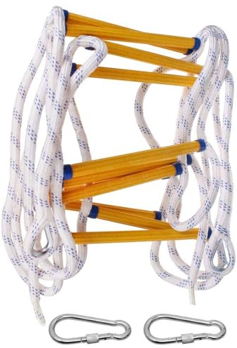Escalera de emergencia para hogares de 2 pisos, escalera de incendios portátil con peldaños antideslizantes, fácil de usar y almacenar, diseño compacto para seguridad y salidas rápidas
