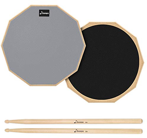 Donner Pad per Allenamento da 12 inch Drum Pad pratica con bacchette in acero Grigio