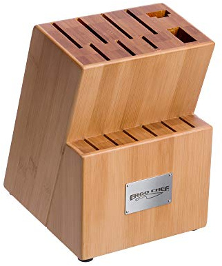 Ergo Chef Crimson Series Bamboo Knife Storage Block 15-Slot Universal Holder for Easy Kitchen Organization, Knives Not Included